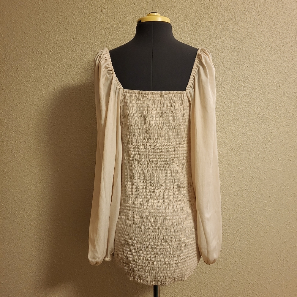 Mable Cream Ruched Drawstring Dress Size Medium - Picture 2 of 7